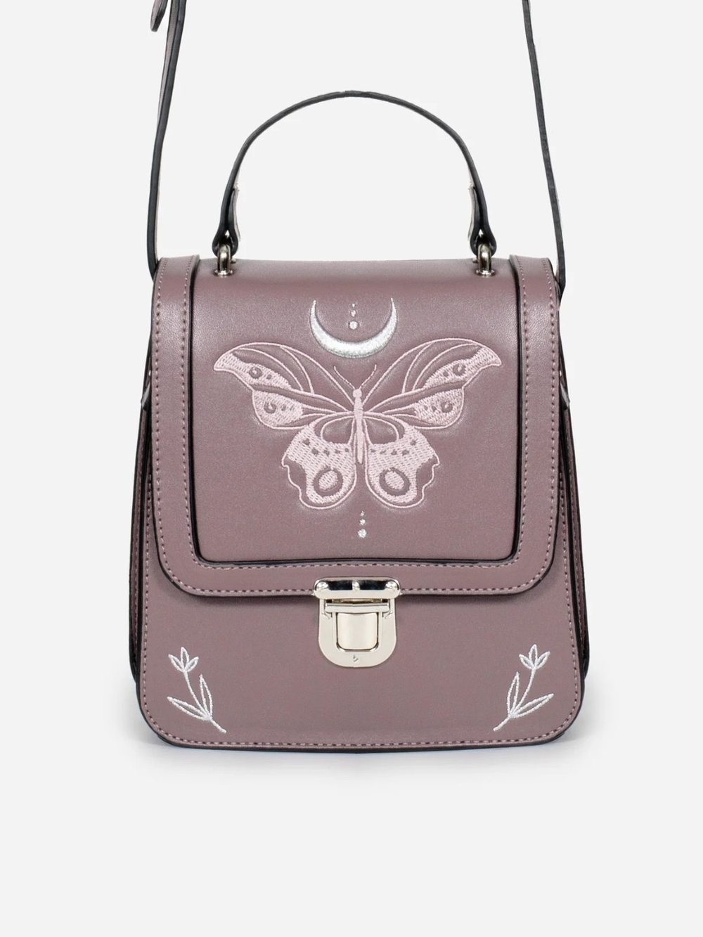 Disturbia Mauve Butterfly Embroidered Crossbody Bag